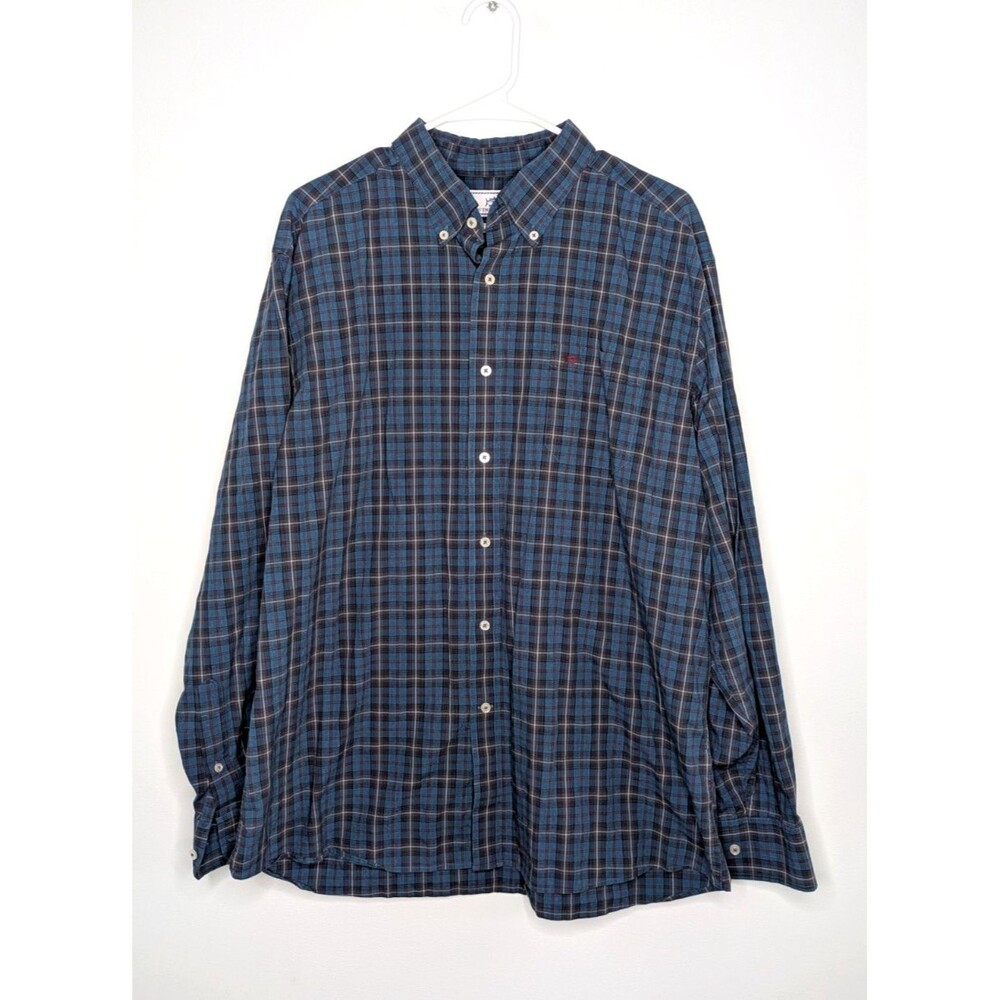 Southern Tide Men’s XL Plaid Button Down Shirt Blue Gray Classic Fit Stretch
